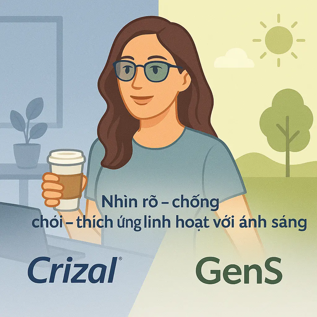 Tròng kính đơn tròng Crizal kết hợp Transitions Gen S