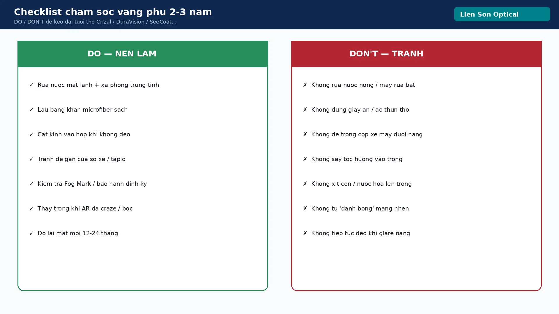 Checklist DO DONT cham soc vang phu trong kinh 2-3 nam