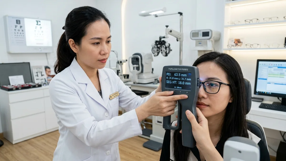 Quy trình đo khoảng cách đồng tử PD và độ cao tâm kính Seg Height lắp đa tròng bằng máy chuyên dụng