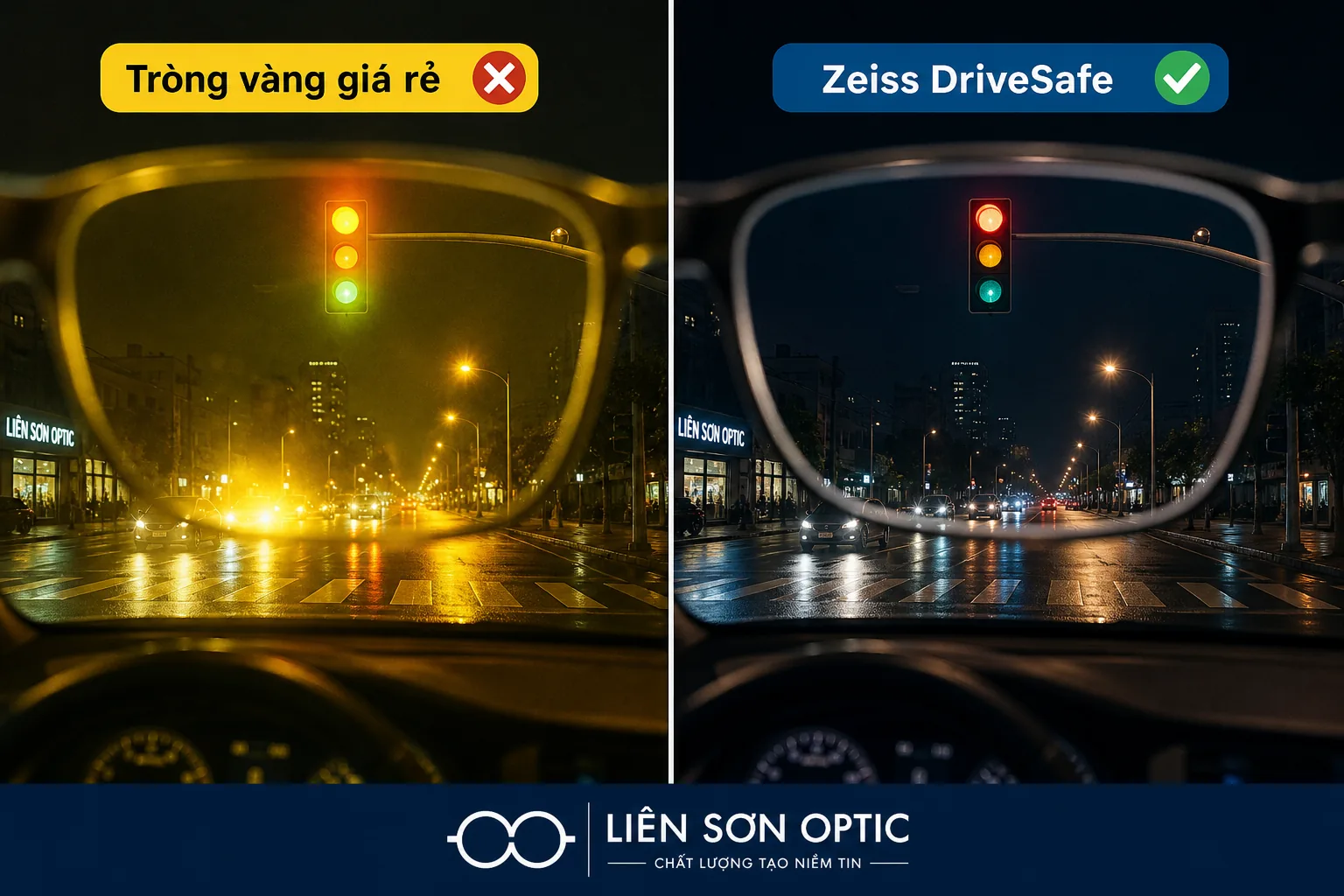 Tròng vàng giá rẻ vs Carl Zeiss DriveSafe