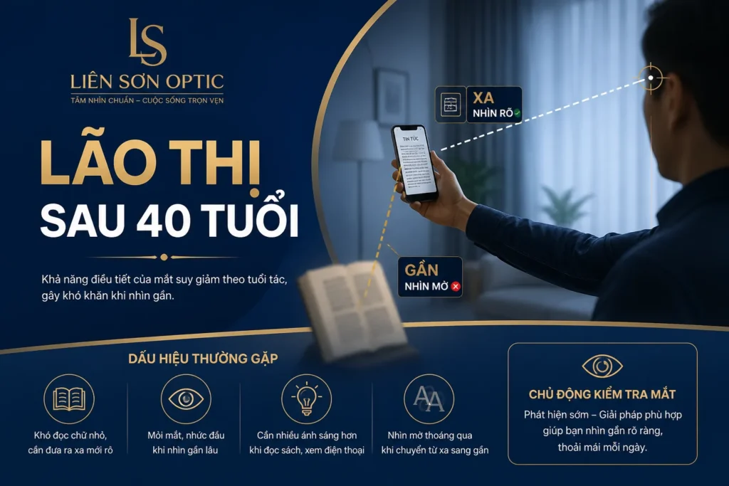 Lão thị sau 40 tuổi — khó đọc gần và mỏi mắt