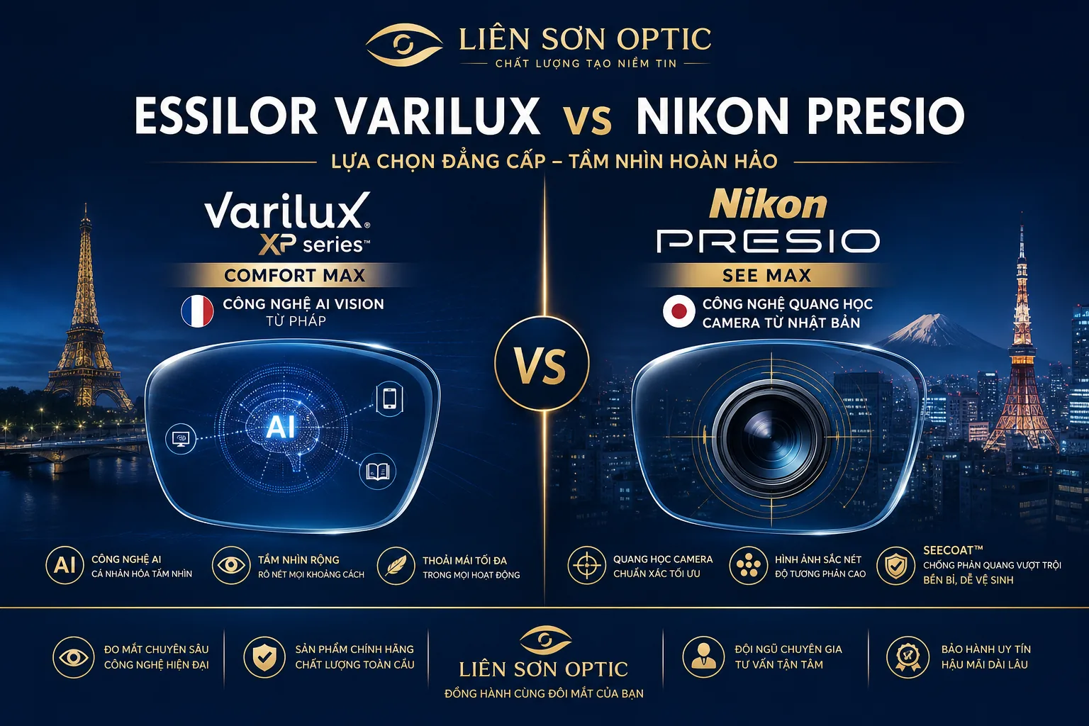 So sánh Essilor Varilux và Nikon Presio / SeeMax