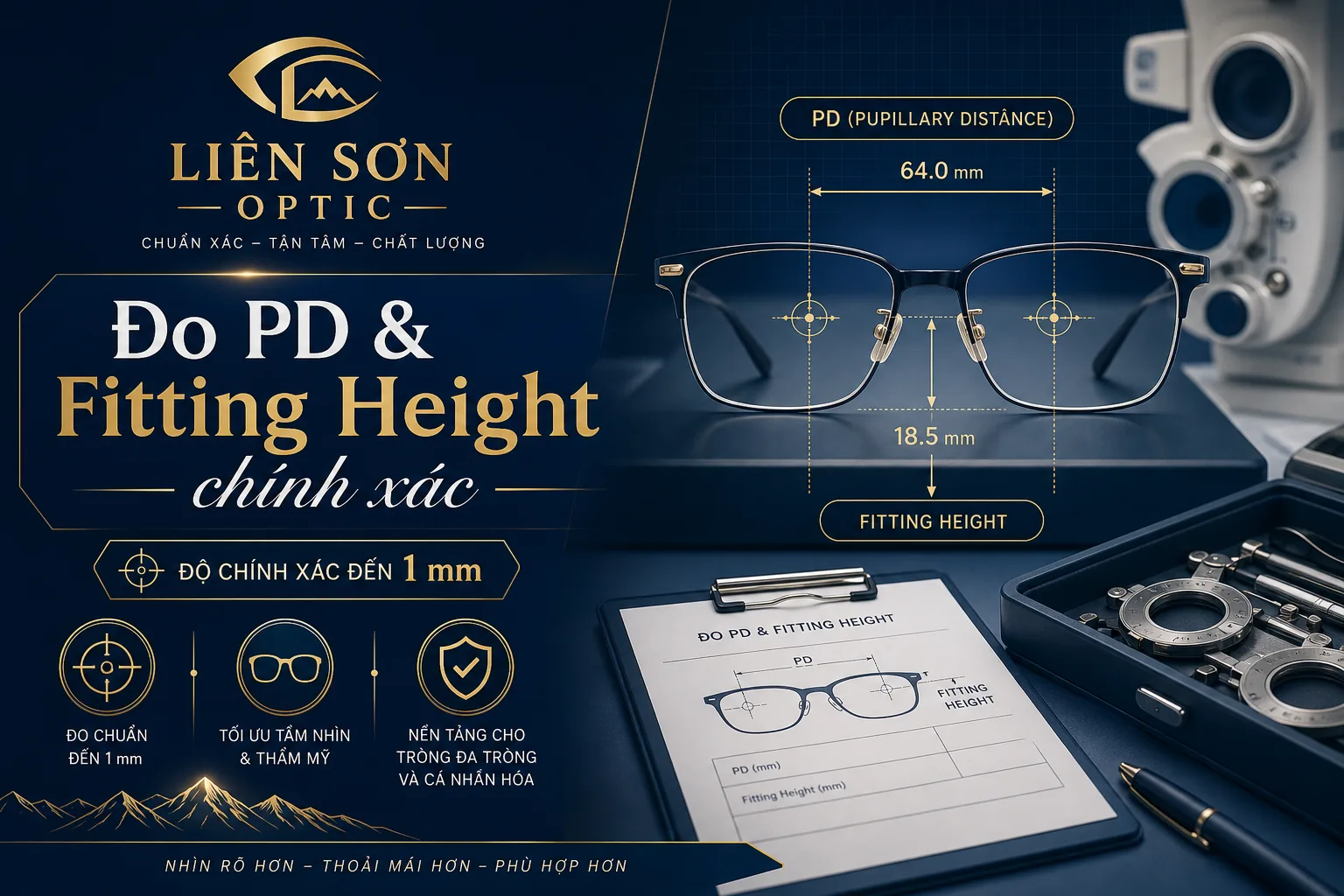Định tâm PD và Fitting Height cho kính đa tròng
