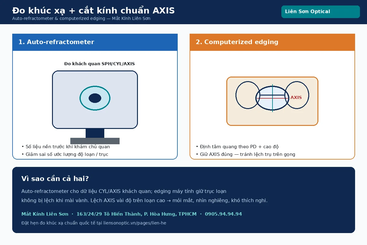 Máy đo khúc xạ tự động và cắt kính máy tính tại Mắt Kính Liên Sơn