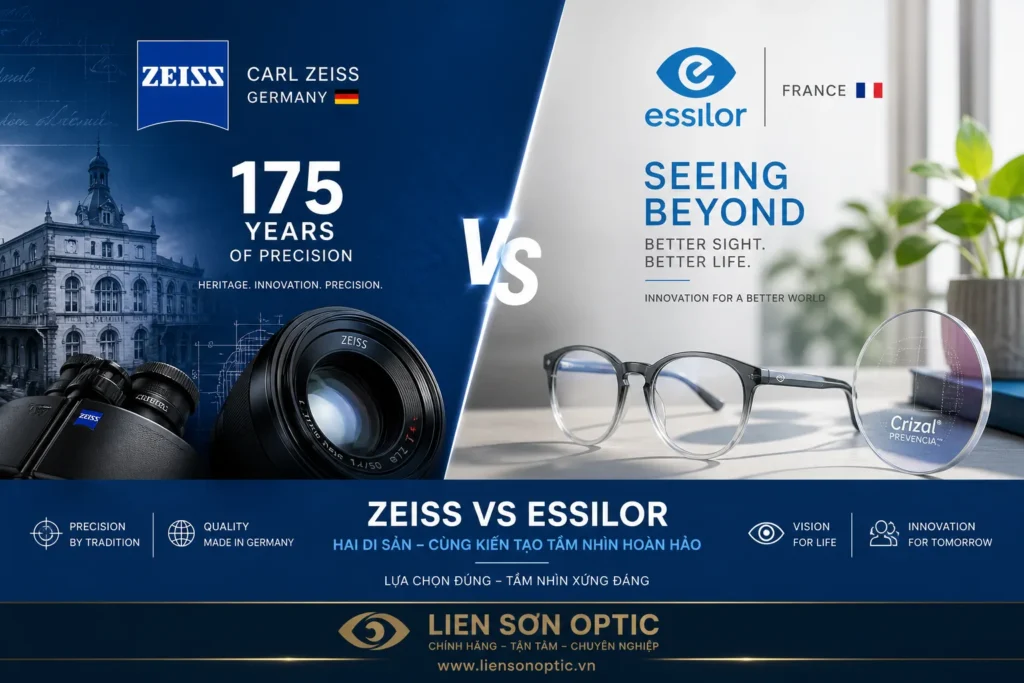 Carl Zeiss Đức vs Essilor Pháp — hai di sản quang học