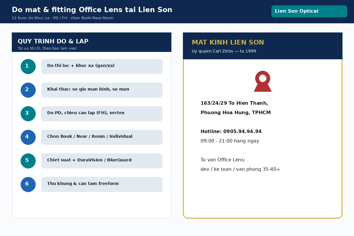 Đo mắt và fitting Zeiss Office Lens tại Mắt Kính Liên Sơn TP.HCM